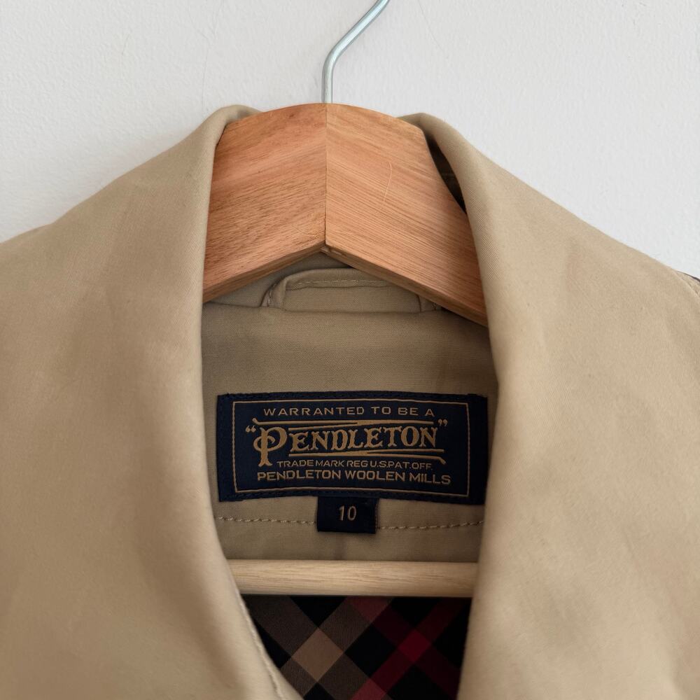 Pendleton Lined Button Front Belted Collared Tren… - image 8